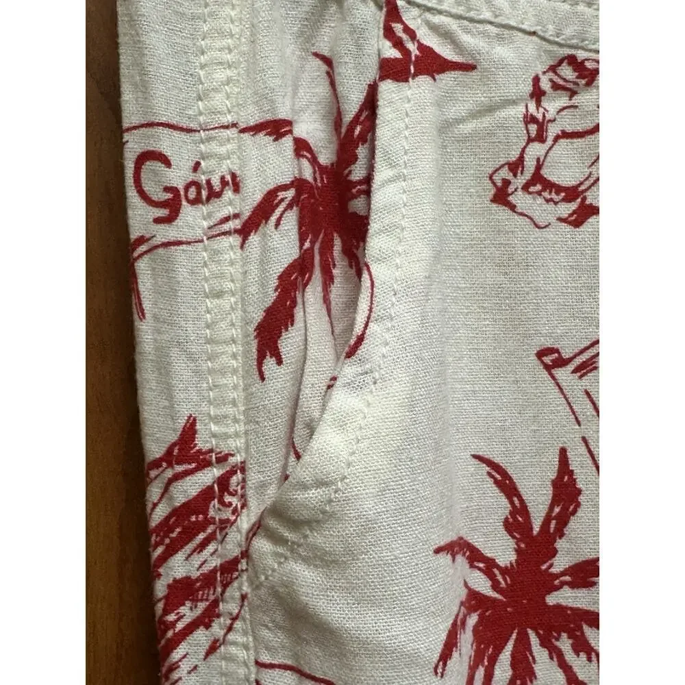 Angel Kiss Linen Blend Pants Women’s S Tropical Smocked Waist Boho Lounge Travel